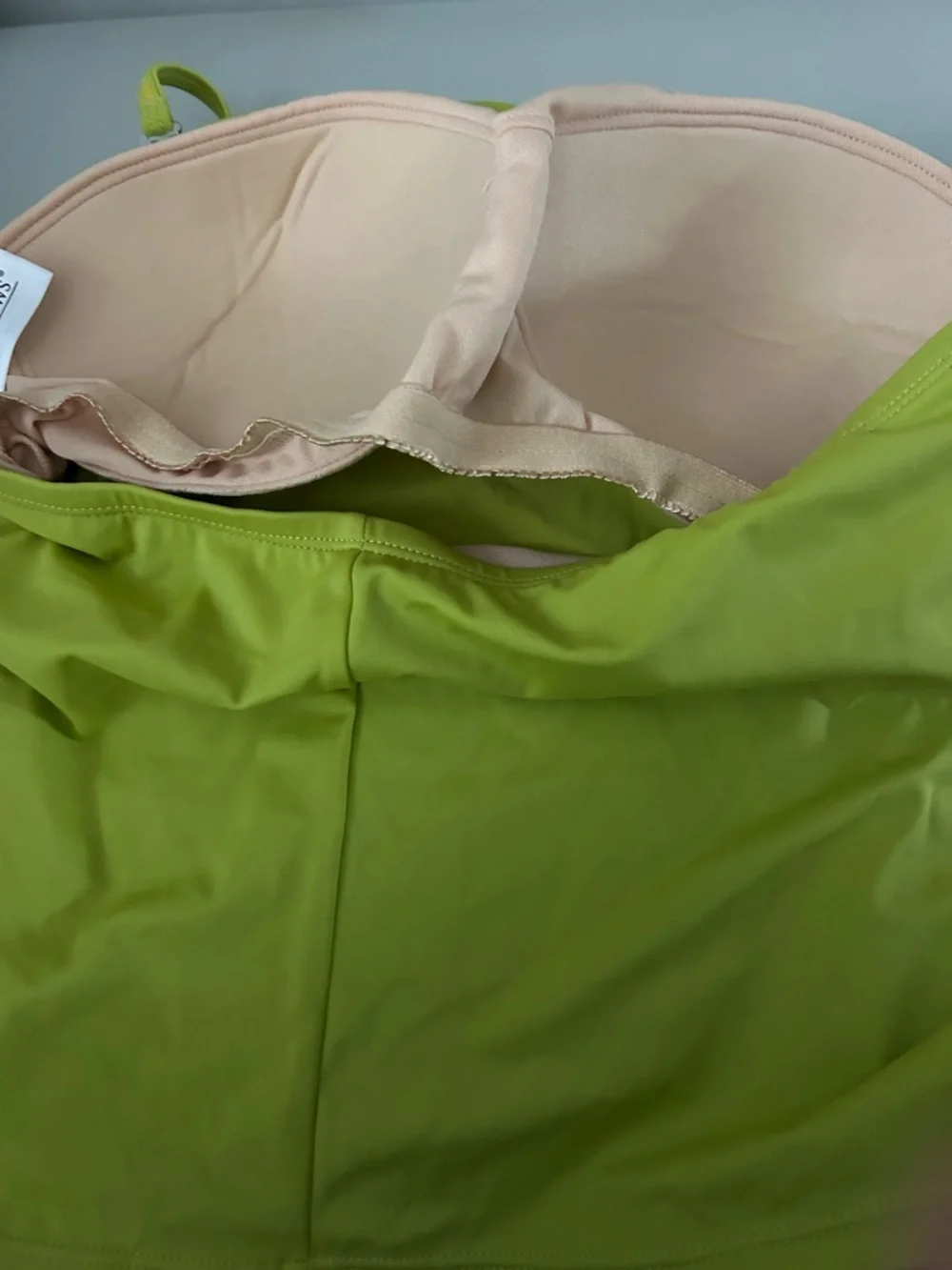 Newport News NWT Chartreuse Two-Piece Swim Set with Embellished Top - Picture 4 of 7